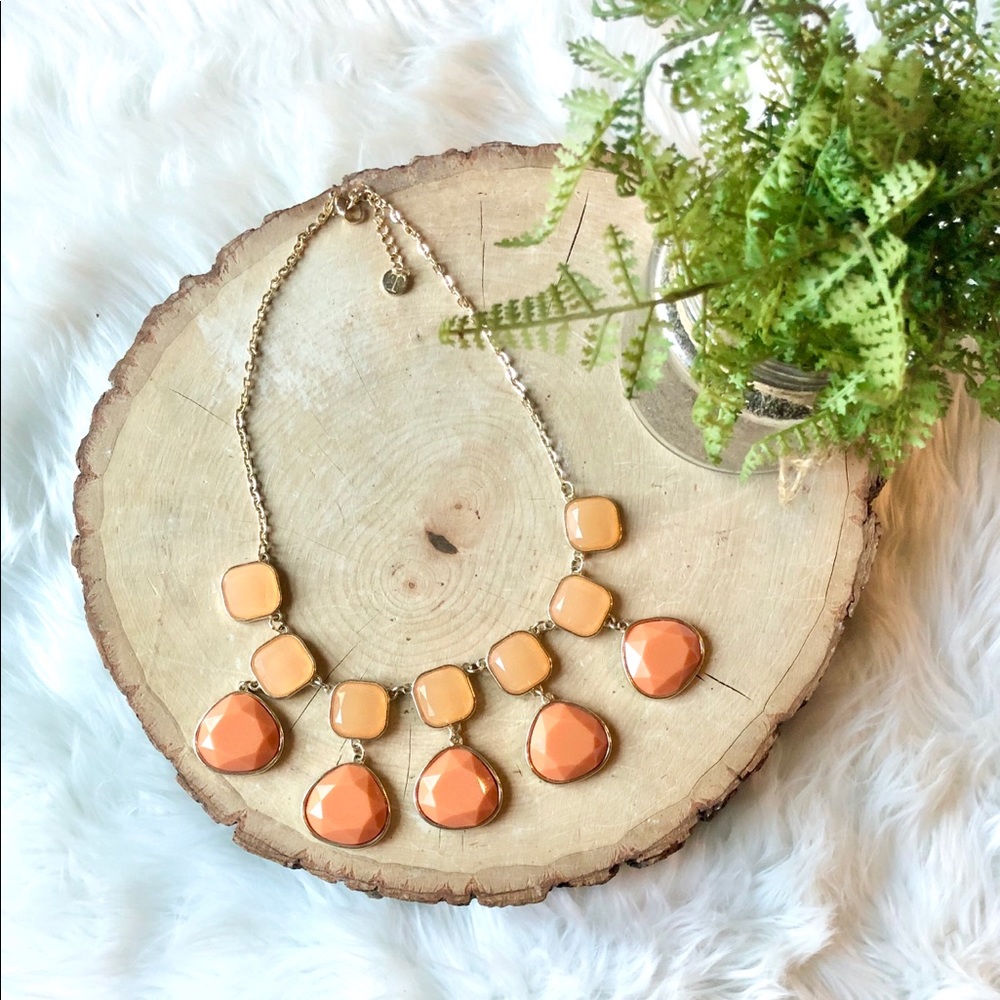 Talbots Orange & Gold Dangle Teardrop Necklace